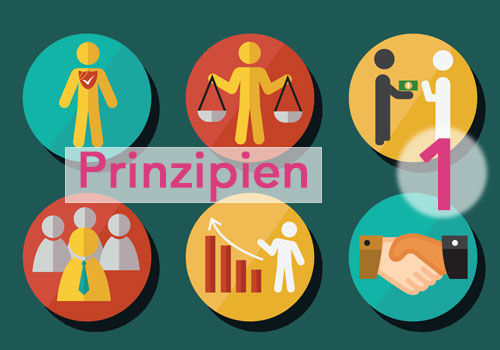 Icons Symbole positive Führungs-Prinzipien