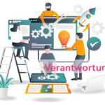 Fragen statt Antworten – Denken lassen - Verantwortung geben (Beitrag 7 – Prinzipien) Ein Team erstellt ein Produkt und launcht es, Illustration von Eigen-Verantwortung