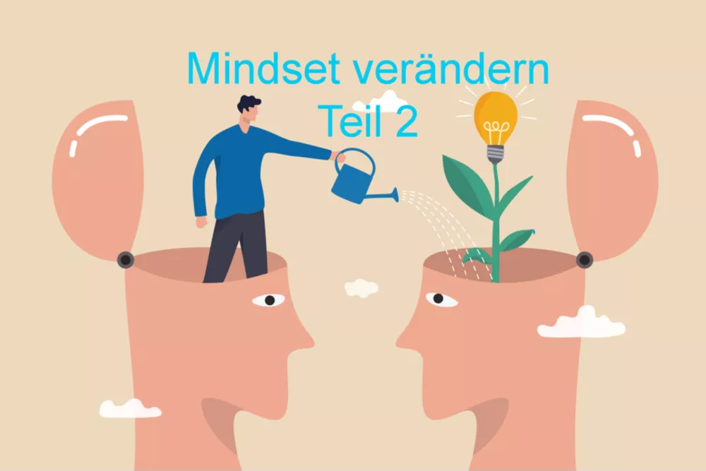 Illustration Mindset verändern Teil 2, Köpfe mit Blumen