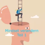 Mindsetveränderung Illustration Kopf mit Leiter nach oben