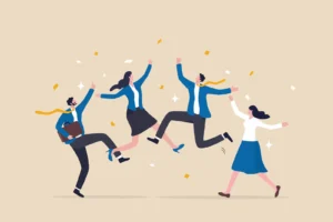Illustration Happy People nach Erfüllung Kundenwunsch